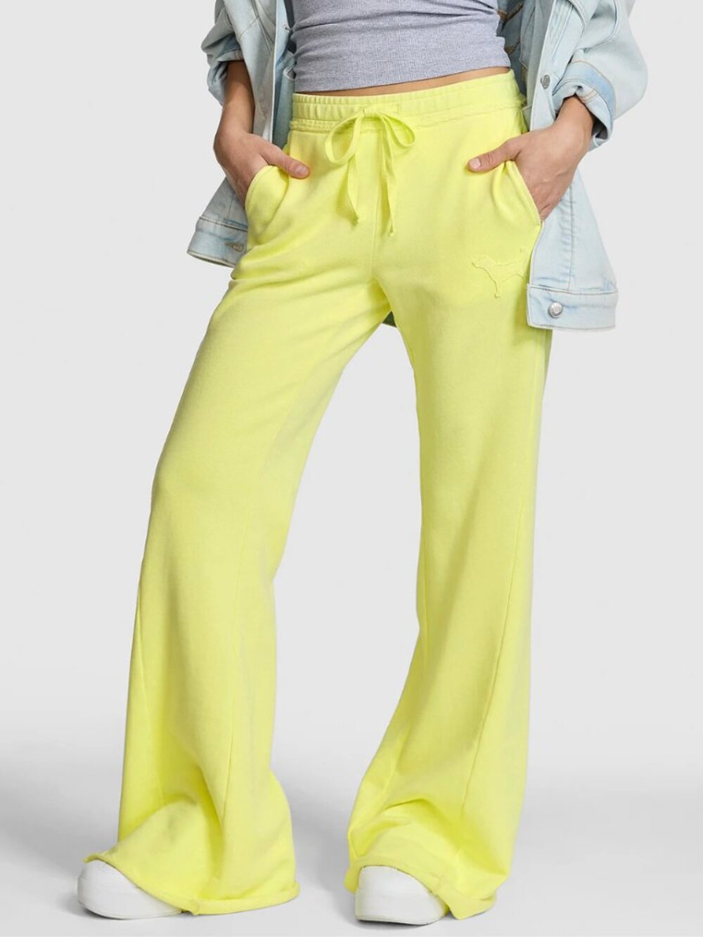 PINK Victoria's Secret Wide Leg Sweatpants neon yellow